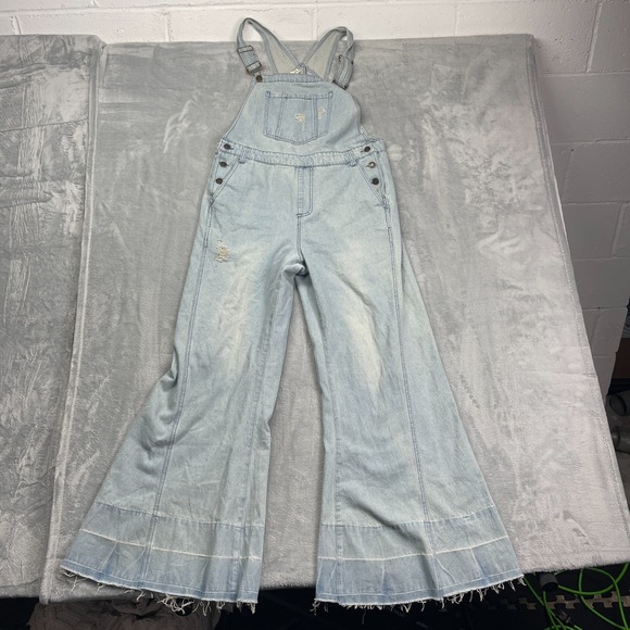 Aaron & Amber Pants - NWT Aaron & Amber Overalls Womens XL Blue Denim Flared Leg Adjustable Straps